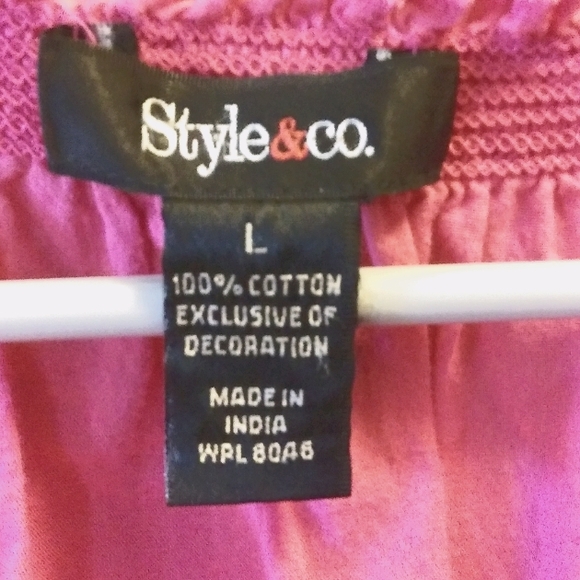 💥SALE💥2 FIR $16💥Style & Co Top Short Sleeve Elastic/Decoration L - Picture 5 of 6